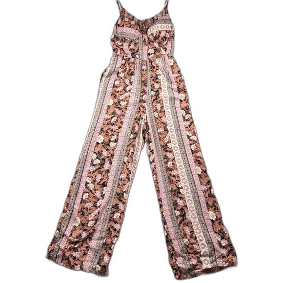 AUW Pantsuit Jumpsuit Romper Pockets Floral Milkmaid Boho Western Medium B104 - Picture 1 of 11